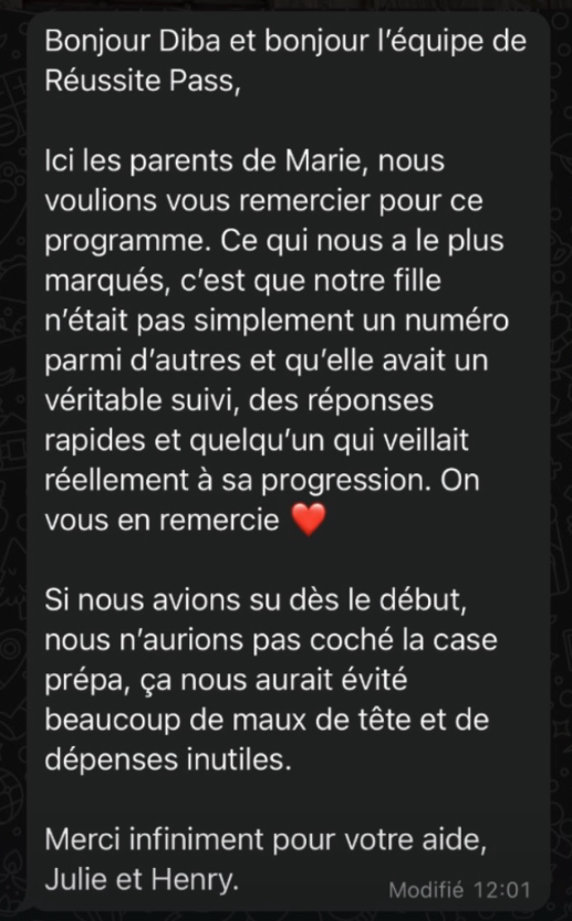 Avis d'élève ou de parent 30