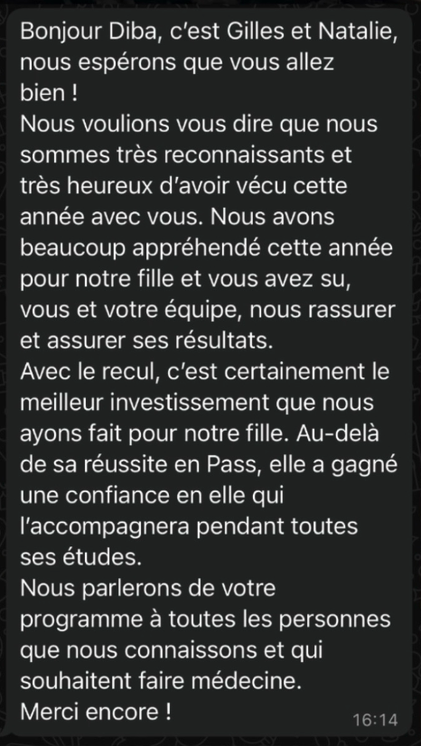 Avis d'élève ou de parent 1